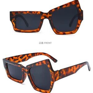 New! Tortoise Shell Asymmetrical Fashion Square Sunglasses Unisex